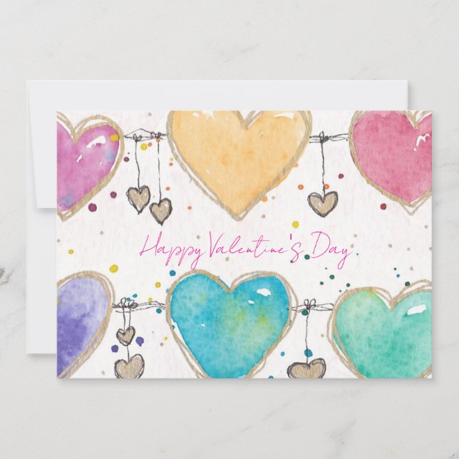 Patterned Hearts Valentine Notecard Invitation Inbjudningar (Framsida)