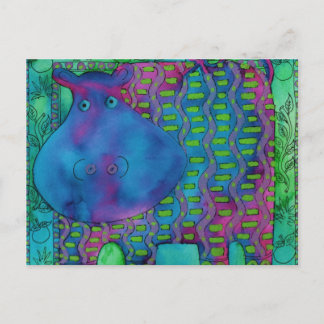Patterned Hippo Vykort