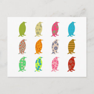 Patterned Penguins Vykort