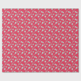 Patterned Silver-Grey Foliage on Bright Pink Red Presentpapper