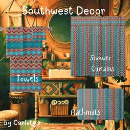 Patterned Teal, Rust, Brown