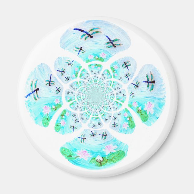 Patterned Waterlily Dragonfly Magnet (Framsidan)