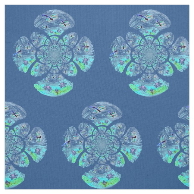 Patterned Waterlily Dragonfly Tyg (Provkarta)