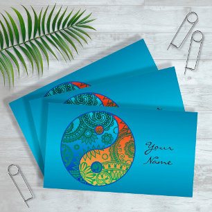 Patterned Yin Yang Orange and Blue ID325 Visitkort