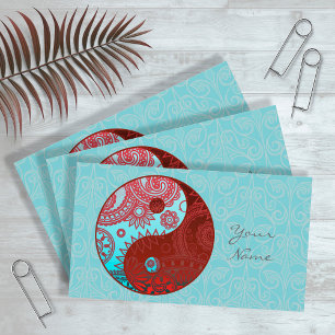 Patterned Yin Yang Red and Blue ID325 Visitkort