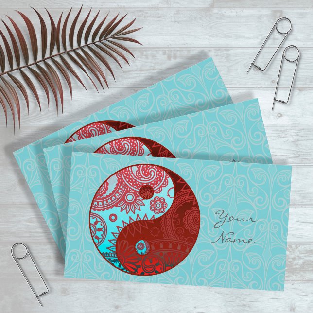 Patterned Yin Yang Red and Blue ID325 Visitkort (Skapare uppladdad)