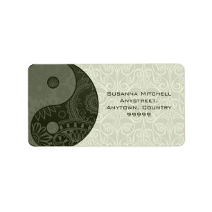 Patterned Yin Yang Sage Grönt Adressetikett