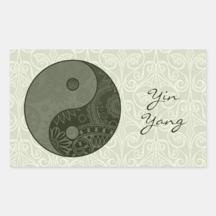 Patterned Yin Yang Sage Grönt Rektangulärt Klistermärke