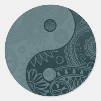 Patterned Yin Yang Slate Blue Runt Klistermärke