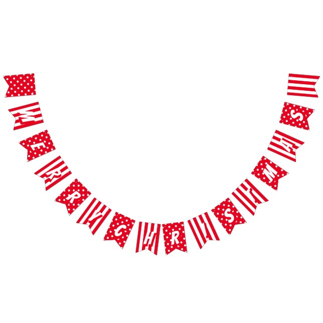 Patternerad God jul i ljusröd och vit Vimplar (Alla)