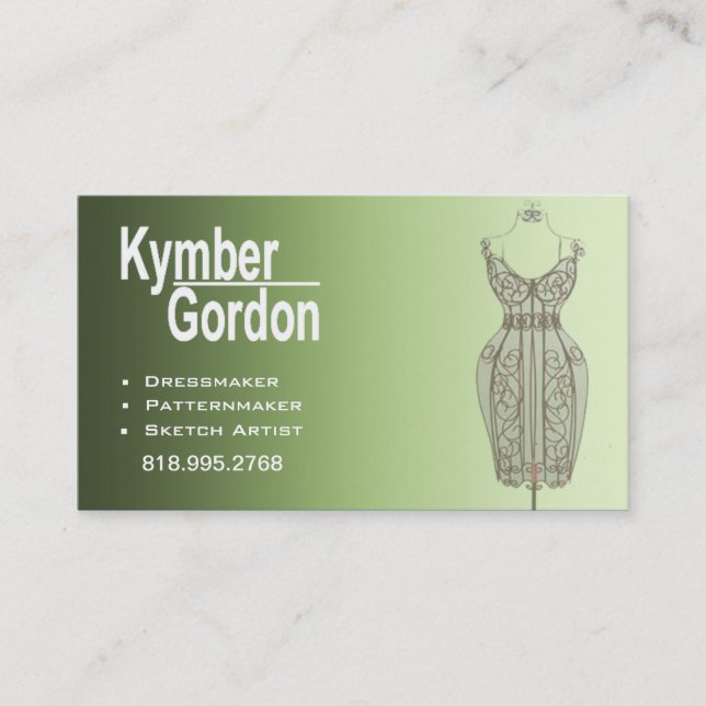 Patternmaker Seamtress "för sömmerskaskyltdocka Visitkort (Framsida)