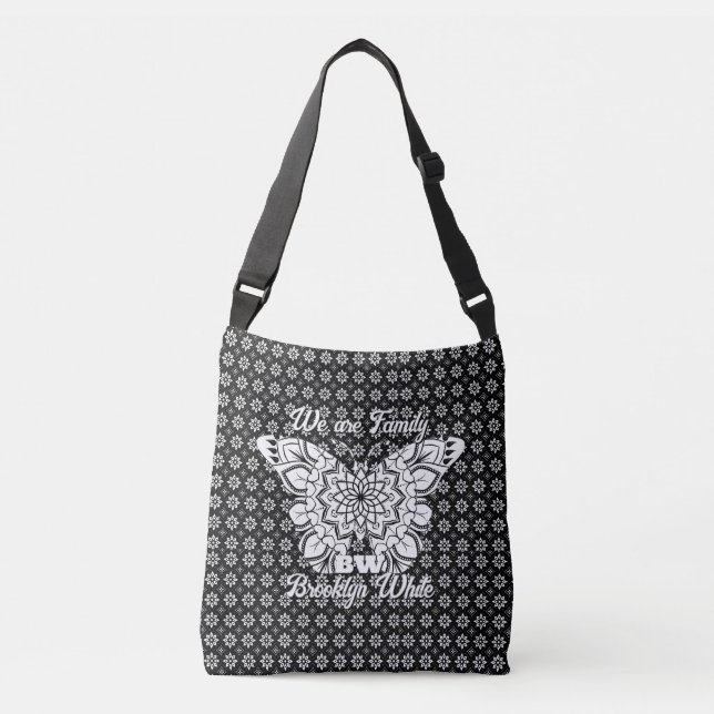 PatternMandala Black&White Butterfly-Personlig Axelväska (Framsida)