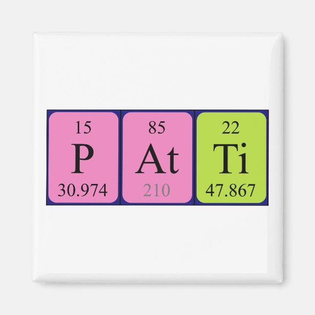 Patti periodiskt bord namn magnet (Framsidan)