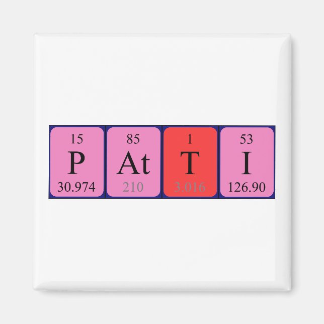 Patti periodiskt bord namn magnet (Framsidan)