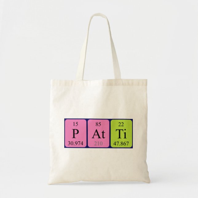 Patti periodiskt bord namn tote bag tygkasse (Framsidan)