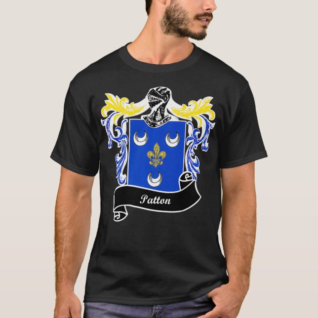Patton Coat of Arms surname last name family crest T Shirt (Framsida)