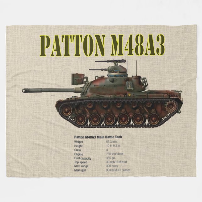 PATTON M48A3-TANK FLEECEFILT (Framsidan (Horisontell))