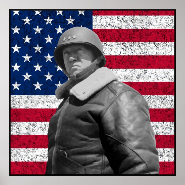 Patton och American Flagga - Gräns Poster (Framsidan)