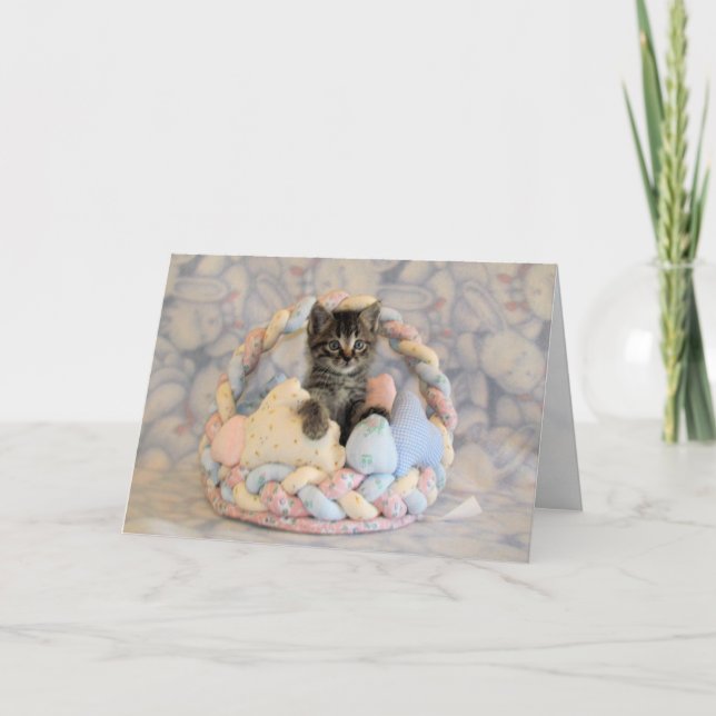 Patton's Påsk Basket Card - Cat / Kitten Helgkort (Framsida)