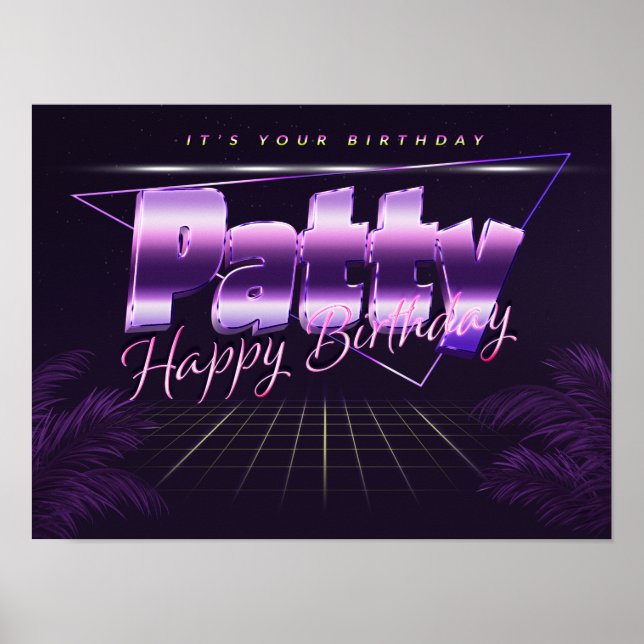 Patty Name Vorname lila retro Poster Geburtstag (Framsidan)