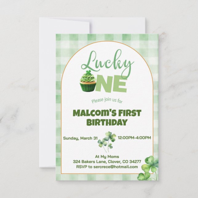 Patty's Lucky One Cupcoa First Birthday Inbjudningar (Framsida)