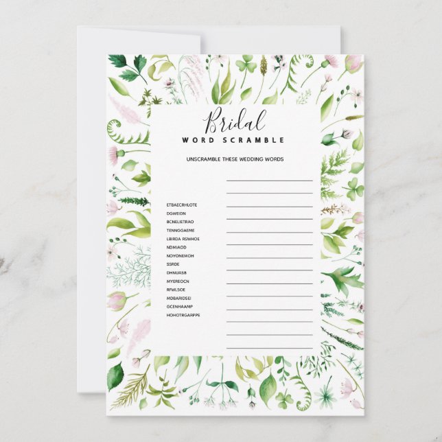 Påtusbart duschspel för barn i möhippan ORD Inbjudningar (Framsida)