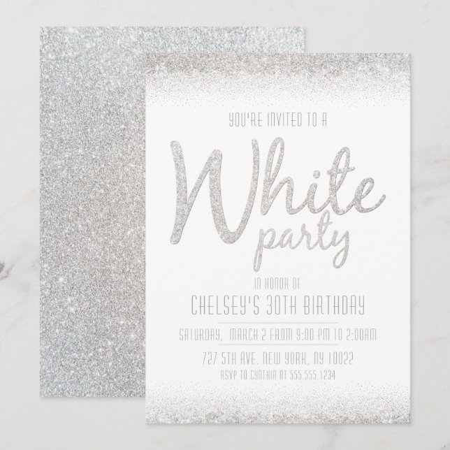 Påtvingande, inbjudningar till Glitter White Party (Fram/baksida)