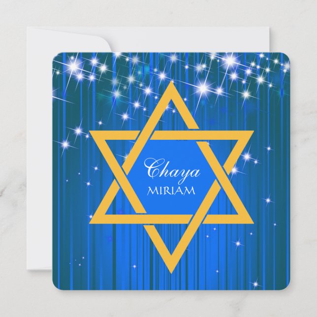 Påtvingande stjärnor i David Bat mitzvah inbjudnin Inbjudningar (Framsida)