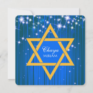 Påtvingande stjärnor i David Bat mitzvah inbjudnin Inbjudningar
