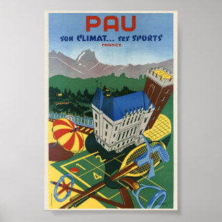 Pau dess klimat... dess sporter Vintage Affisch 19