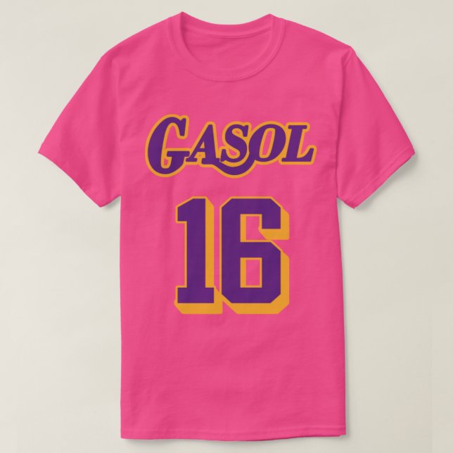 Pau Gasol Retrött Jersey Tribute T Shirt (Design framsida)