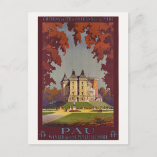 Pau Winter and Summer Resort Vintage affisch 1910 Vykort