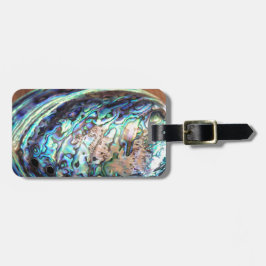 Paua abalone blue and grönt shellfish-detalj bagagebricka