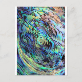 Paua abalone snäckors blue grönt abstrakt design vykort