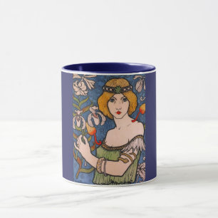 Paul Berthon - Dam med Orchids Mugg