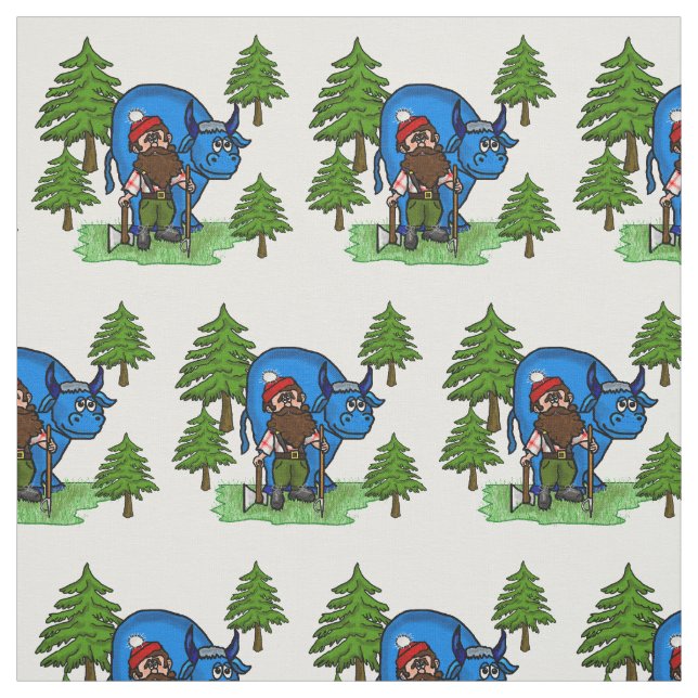 Paul Bunyan & Babe med grästrädtyg Tyg (Provkarta)