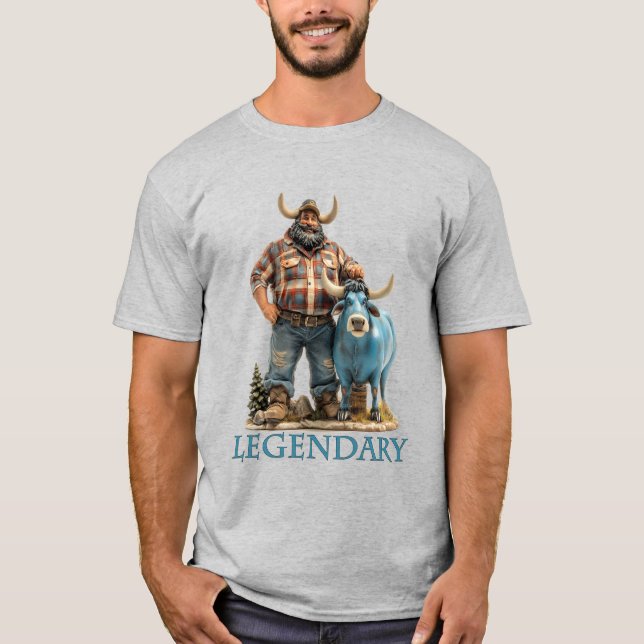 Paul Bunyan Babe the Blue Ox Legendary Lumberjack T Shirt (Framsida)