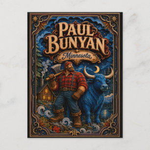 Paul Bunyan och Babe Minnesota Popcut Legends Vykort