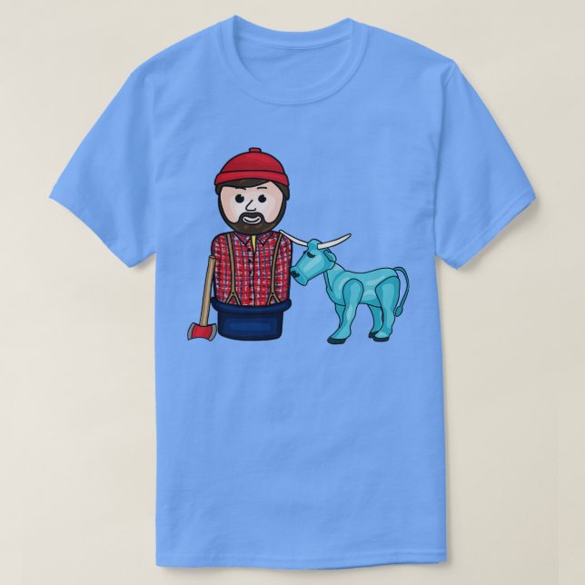 Paul Bunyan och Babe the Blue Ox T Shirt (Design framsida)