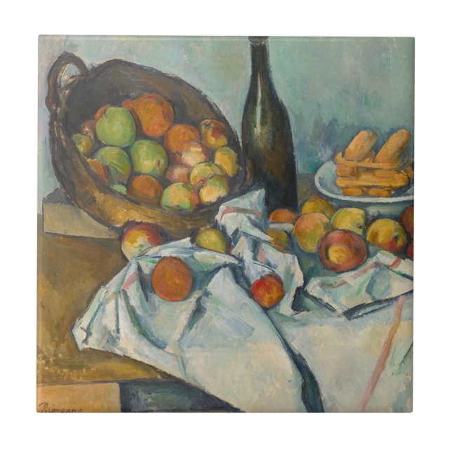 Paul Cezanne - Äppelkorgen Kakelplatta (Framsidan)