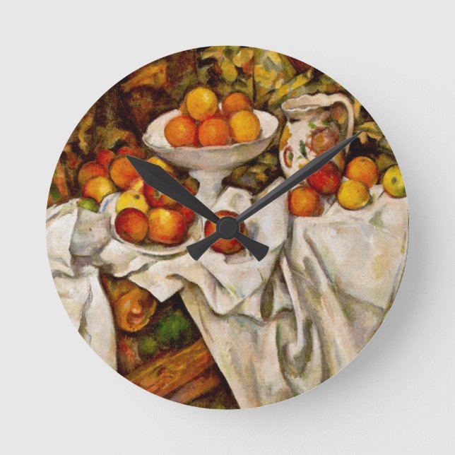 Paul Cezanne Äpplen Apelsiner Tryck Impressionism Rund Klocka (Framsida)