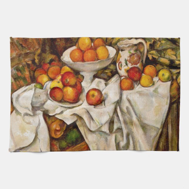 Paul Cezanne Apples Oranges Impressionism Kökshandduk (Horisontell)