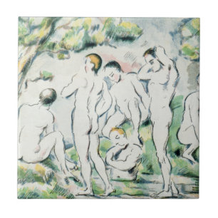 Paul Cezanne badarna som är lilla pläterar Kakelplatta