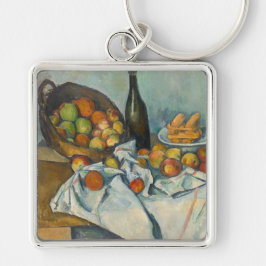 Paul Cezanne - Basket i äpplen Fyrkantig Silverfärgad Nyckelring