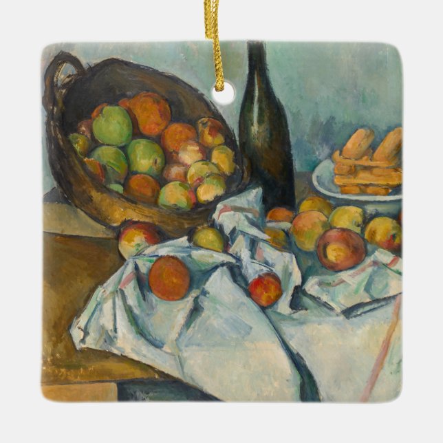 Paul Cezanne - Basket i äpplen Julgransprydnad Keramik (Framsida)