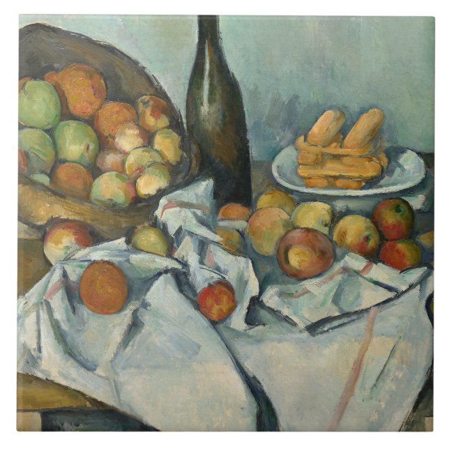 Paul Cezanne - Basket i äpplen Kakelplatta (Framsidan)
