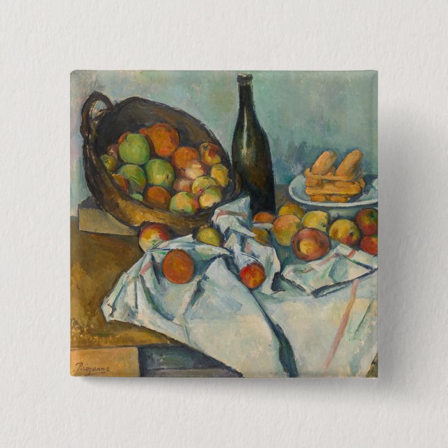 Paul Cezanne - Basket i äpplen Knapp (Framsida)