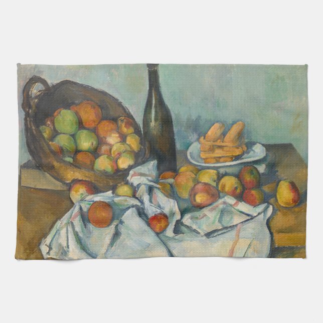 Paul Cezanne - Basket i äpplen Kökshandduk (Horisontell)