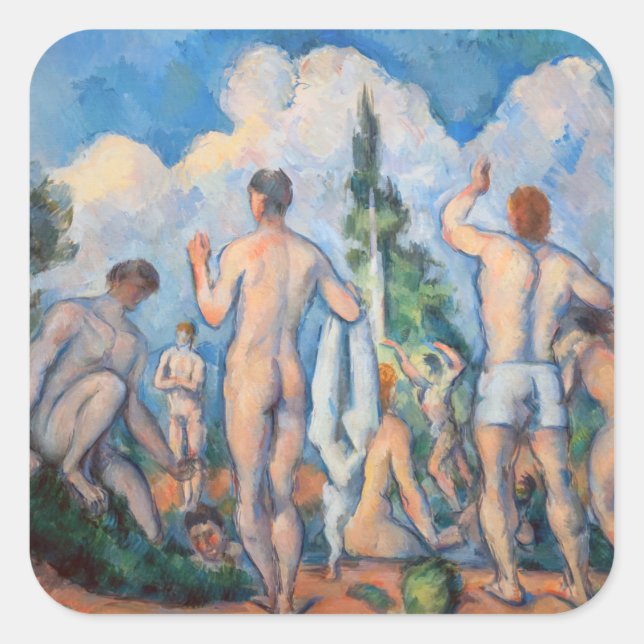 Paul Cezanne - Bathers Fyrkantigt Klistermärke (Framsida)