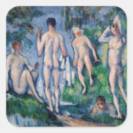Paul Cezanne - Bathers-gruppen Fyrkantigt Klistermärke